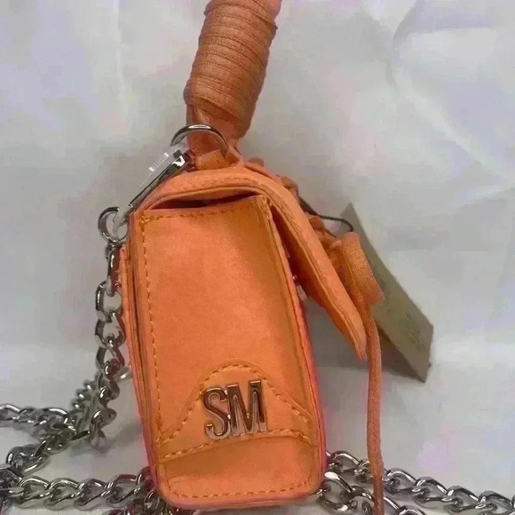NWT STEVE MADDEN BDORAA mini FLAP TOP CROSSBODY BAG + Top Handle & Chain, Orange - Picture 9 of 11